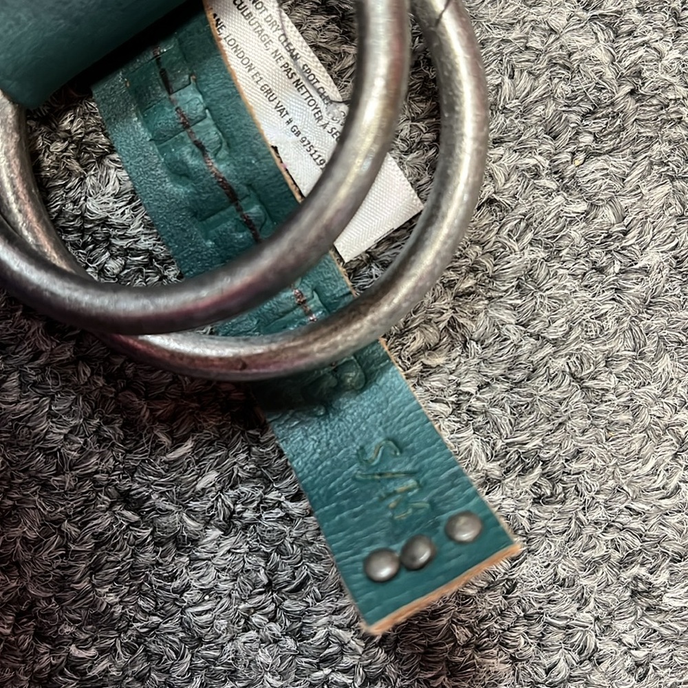 Free People Calgary Belt Green Leather New Teal Leather Studded Belt S/M - Picture 8 of 8